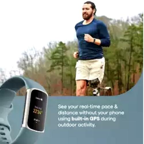 Fitbit Charge 5 Fitness & Health Tracker - Blue/Platinum Stainless Steel
