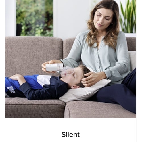 Omron MicroAir U100 Nebuliser mother using nebuliser on son
